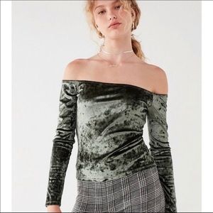 Green Felt Off the Shoulder Top